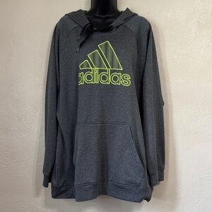 adidas Dark Gray Crewneck Hoodie with Neon Yellow Logo 0522